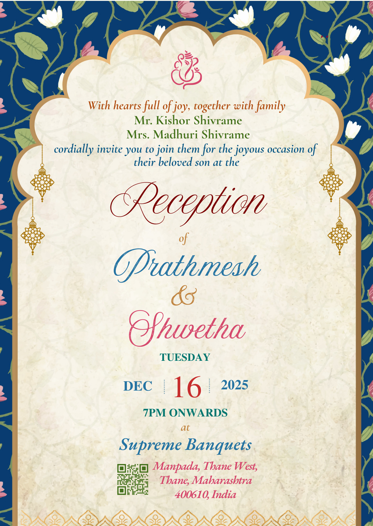 Mumbai Reception Invitation